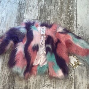 Colorful Faux Fur Disney Jacket 3t